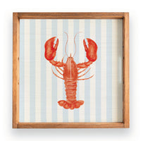 Blue Striped Watercolor Lobster Serving Tray