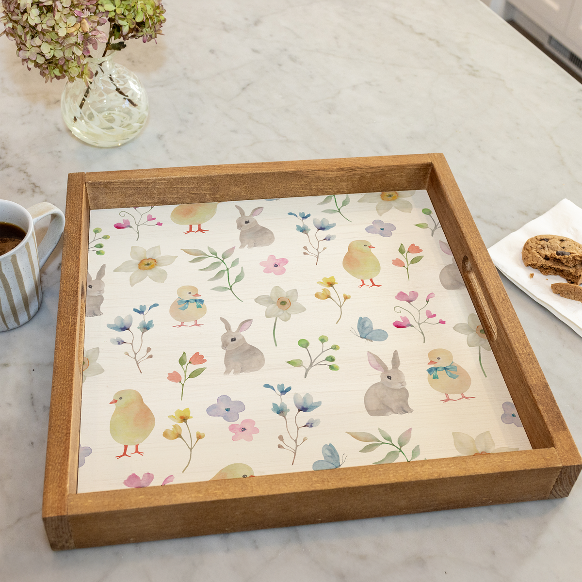 Easter Floral Serving Tray