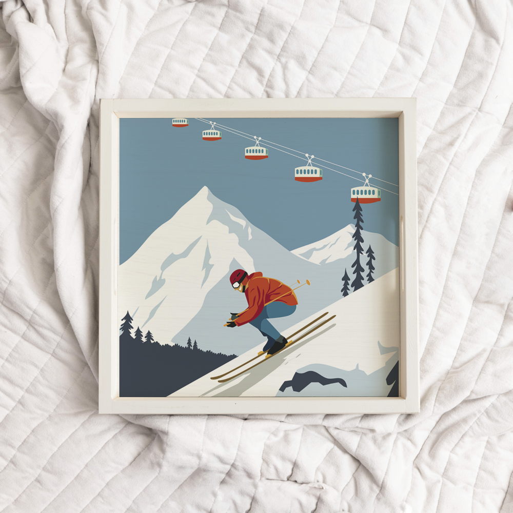 Bluebird Ski Day Wooden Serving Tray