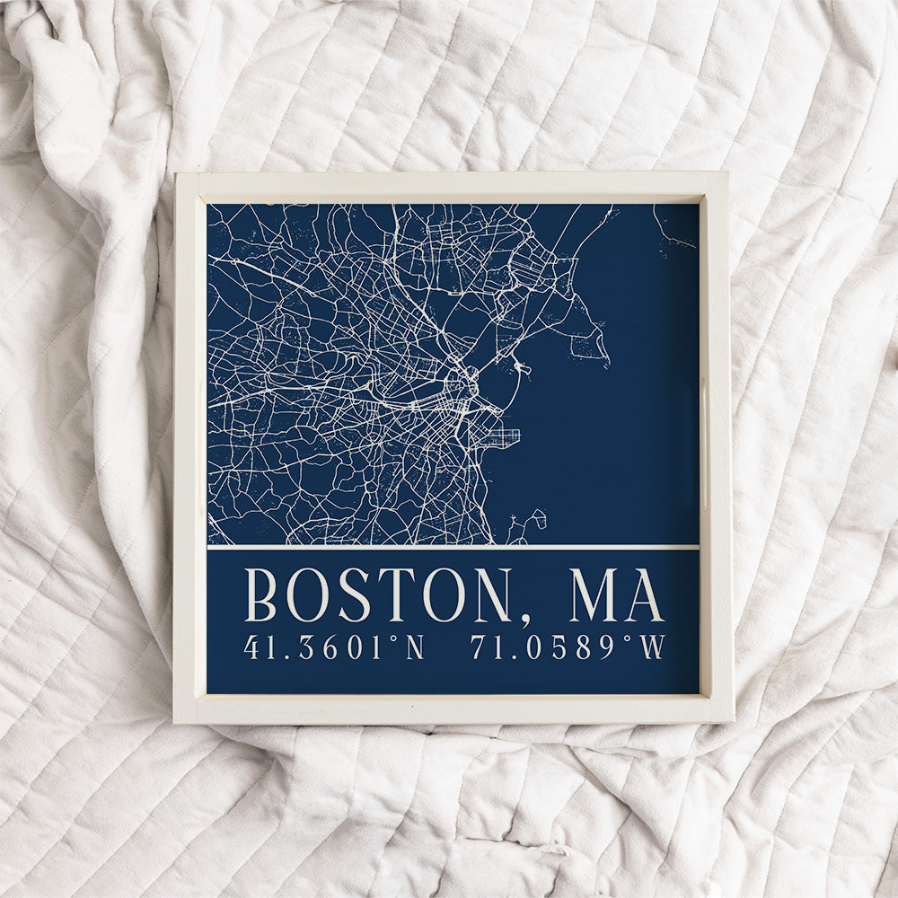 Navy Blue Boston City Grid Coordinates