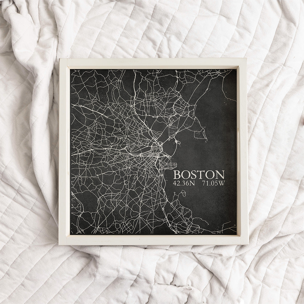 Charcoal Boston City Grid Coordinates