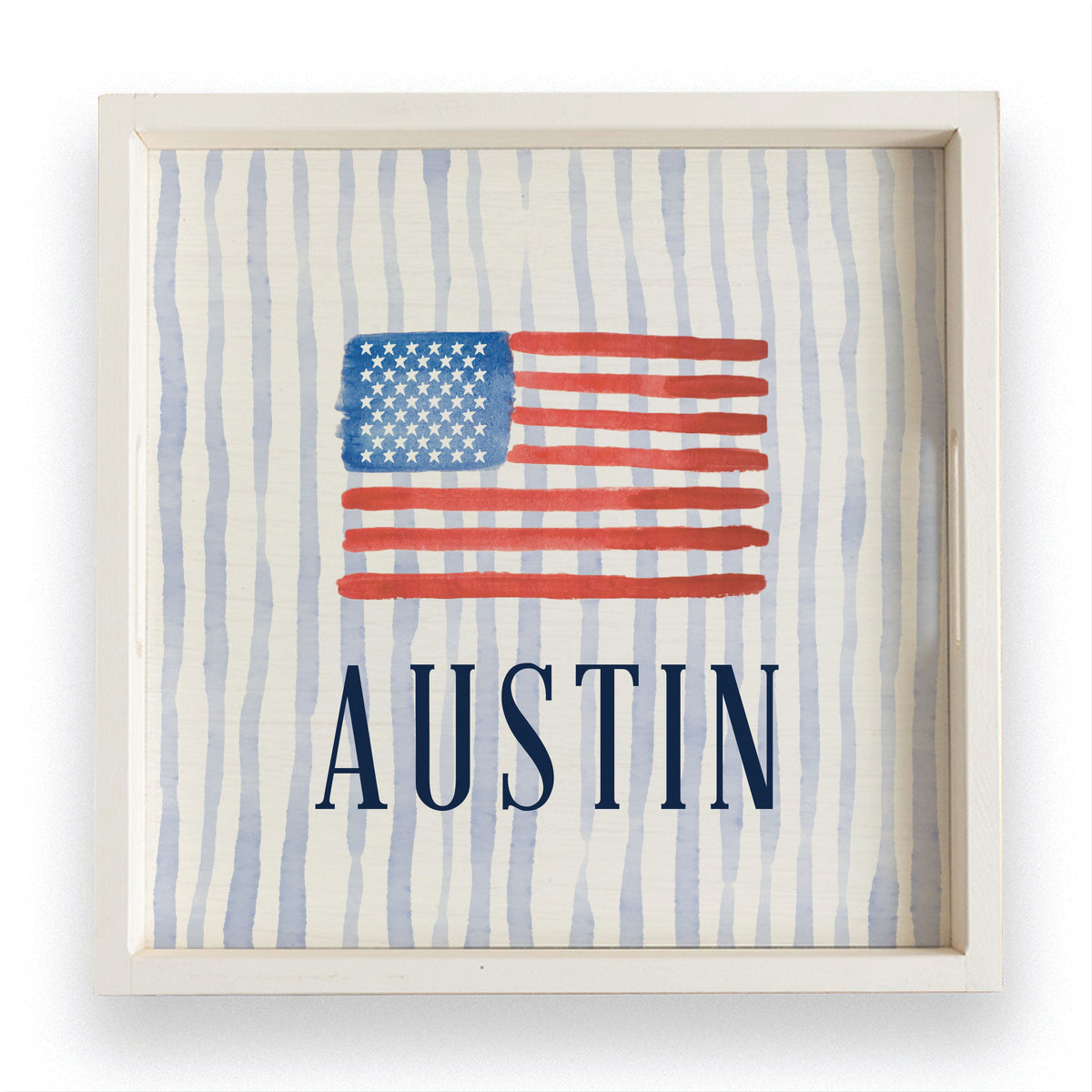 American Flag Watercolor Personalized Serving Tray