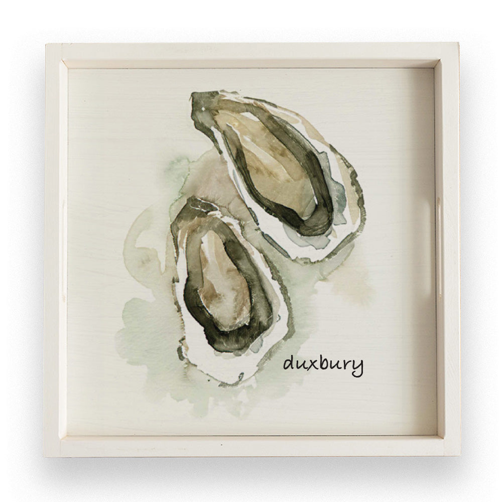Oysters Watercolor Personalized Wooden Serving Tray