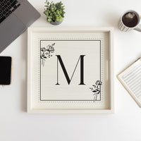 Classic Floral Initial Personalized Serving Tray