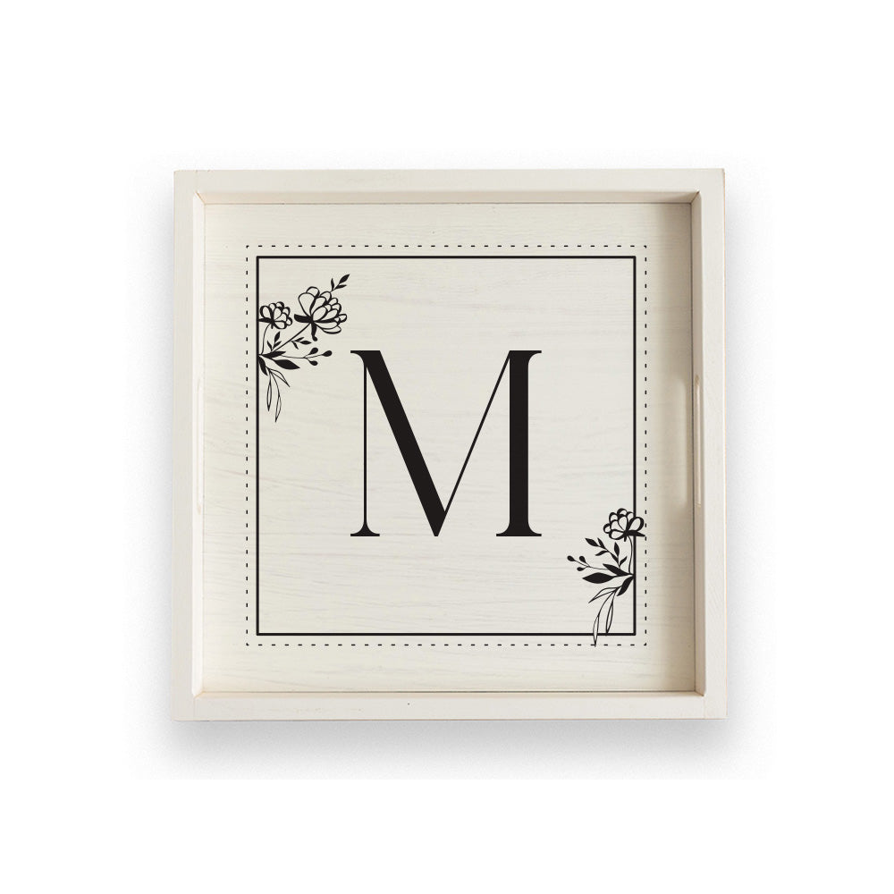 Classic Floral Initial Personalized Serving Tray