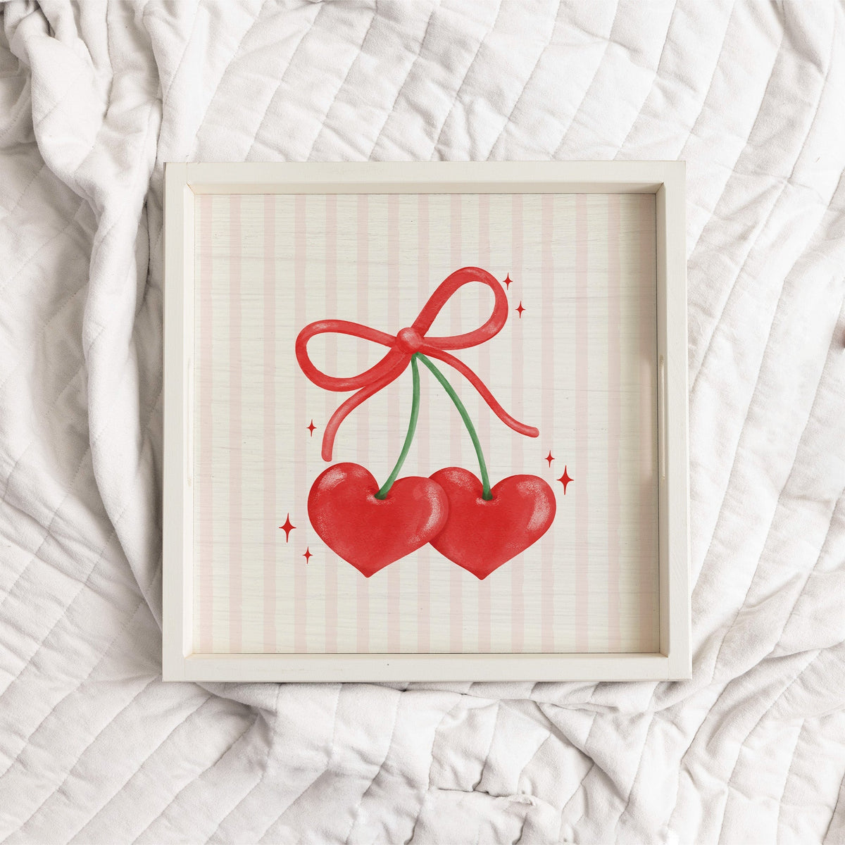 Bow Cherry Hearts Serving Tray