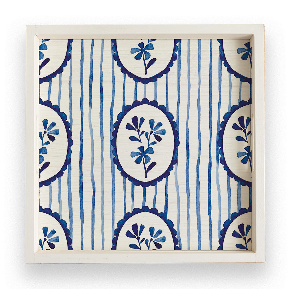 Indigo Bloom Serving Tray