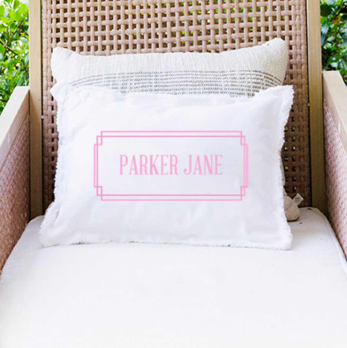 Personalized Pink Gingham Lumbar Pillow