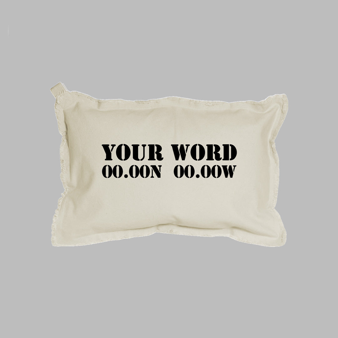 Your Word + Coordinates Stencil Lumbar Pillow