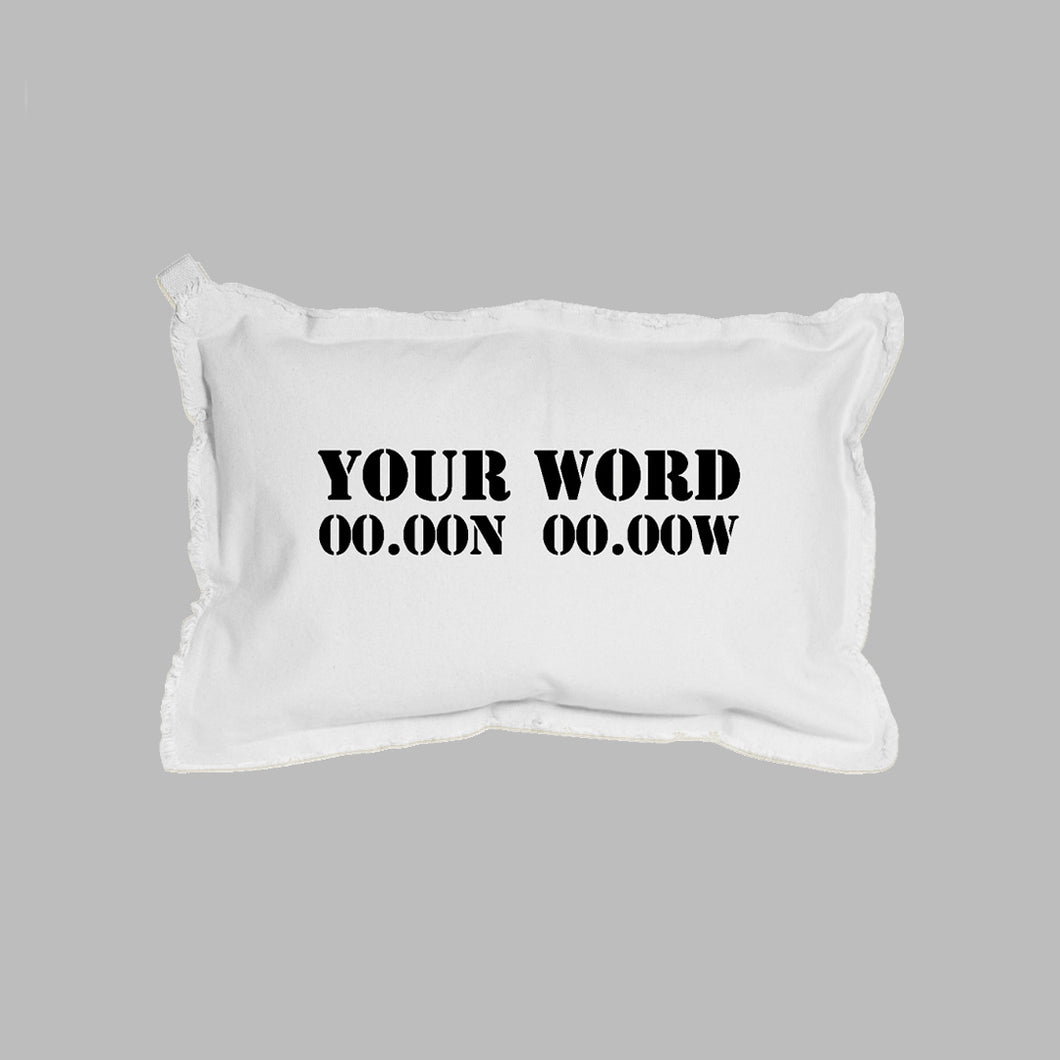 Your Word + Coordinates Stencil Lumbar Pillow