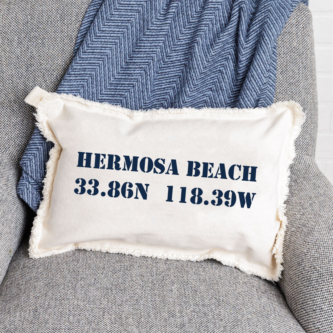 Your Word + Coordinates Stencil Lumbar Pillow