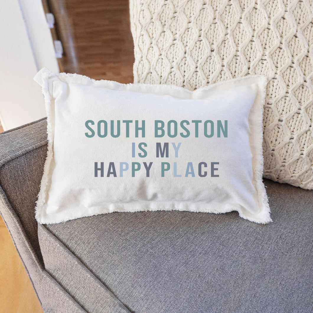 Personalized My Happy Place Lumbar Pillow