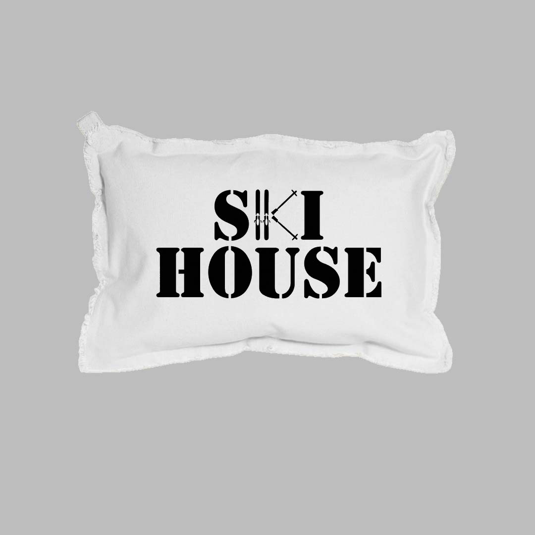 Ski House Black Lumbar Pillow