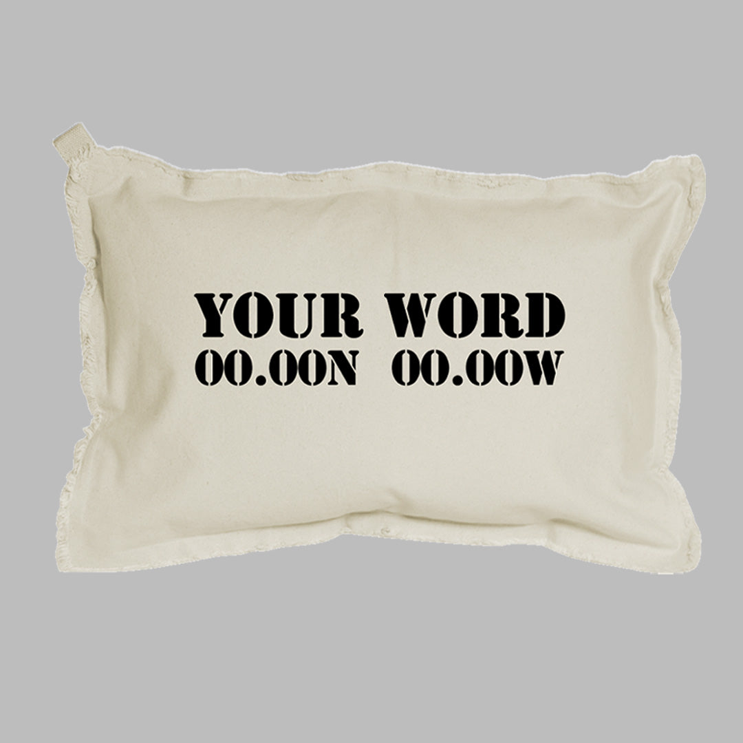 Your Word + Coordinates Stencil Lumbar Pillow