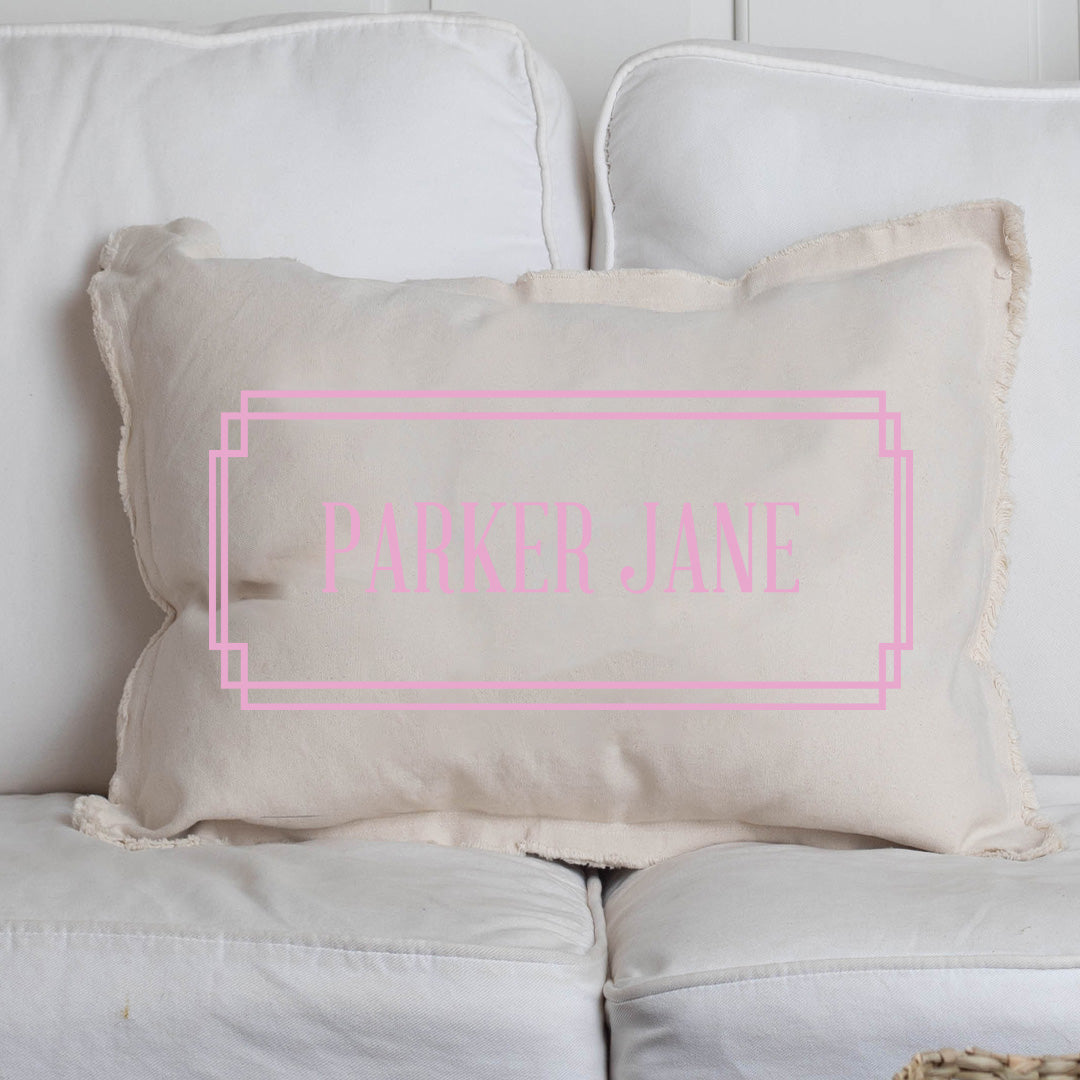 Personalized Pink Gingham Lumbar Pillow