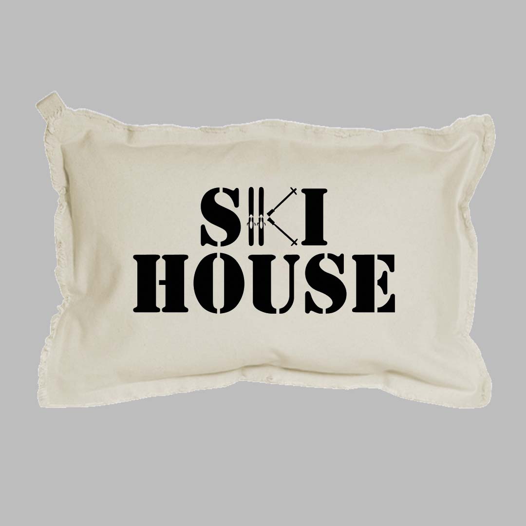 Ski House Black Lumbar Pillow