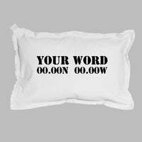 Your Word + Coordinates Stencil Lumbar Pillow