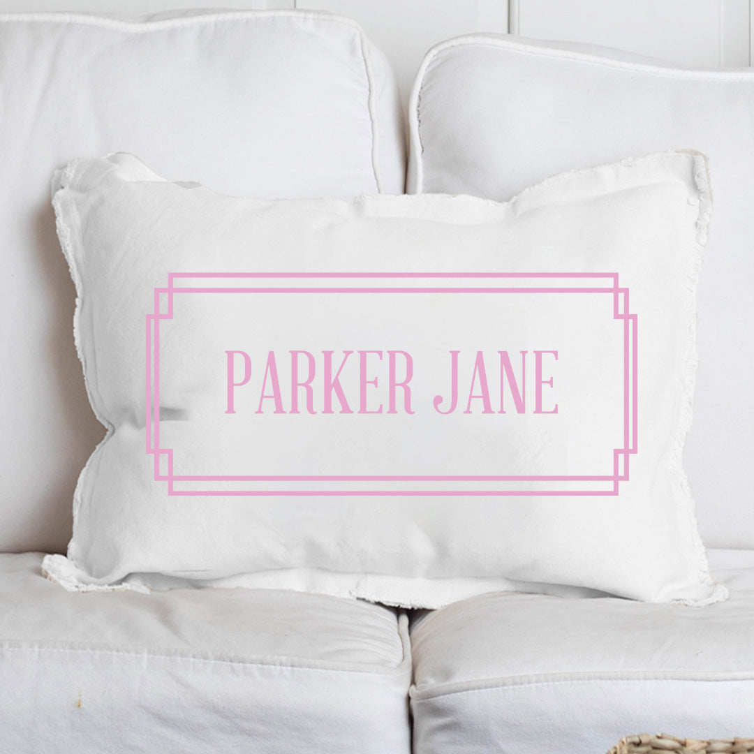 Personalized Pink Gingham Lumbar Pillow