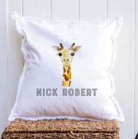 Personalized Giraffe Square Pillow