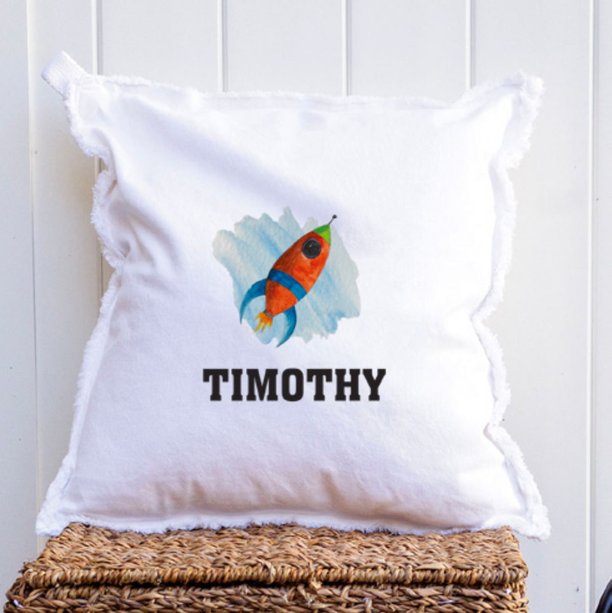 Personalized Rocket Square Pillow