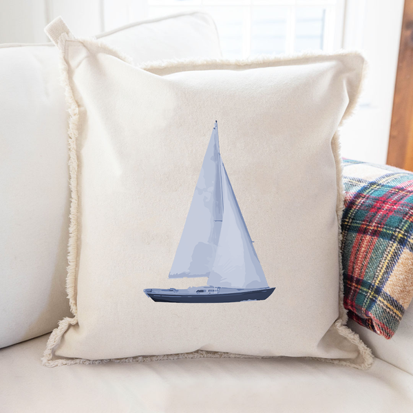 Indigo Sailboat Square Pillow