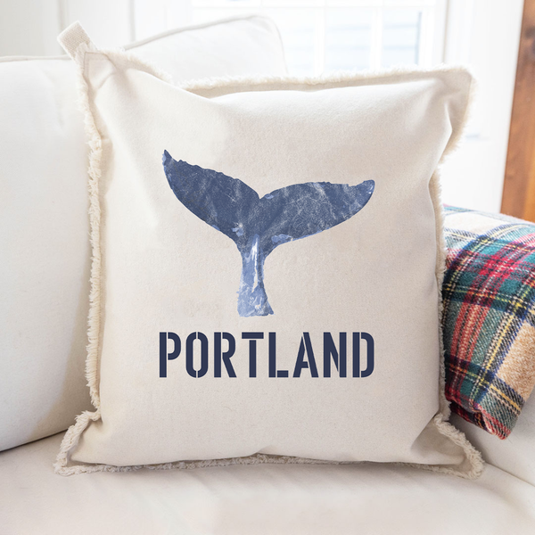 Personalized Indigo Whale Tail Square Pillow