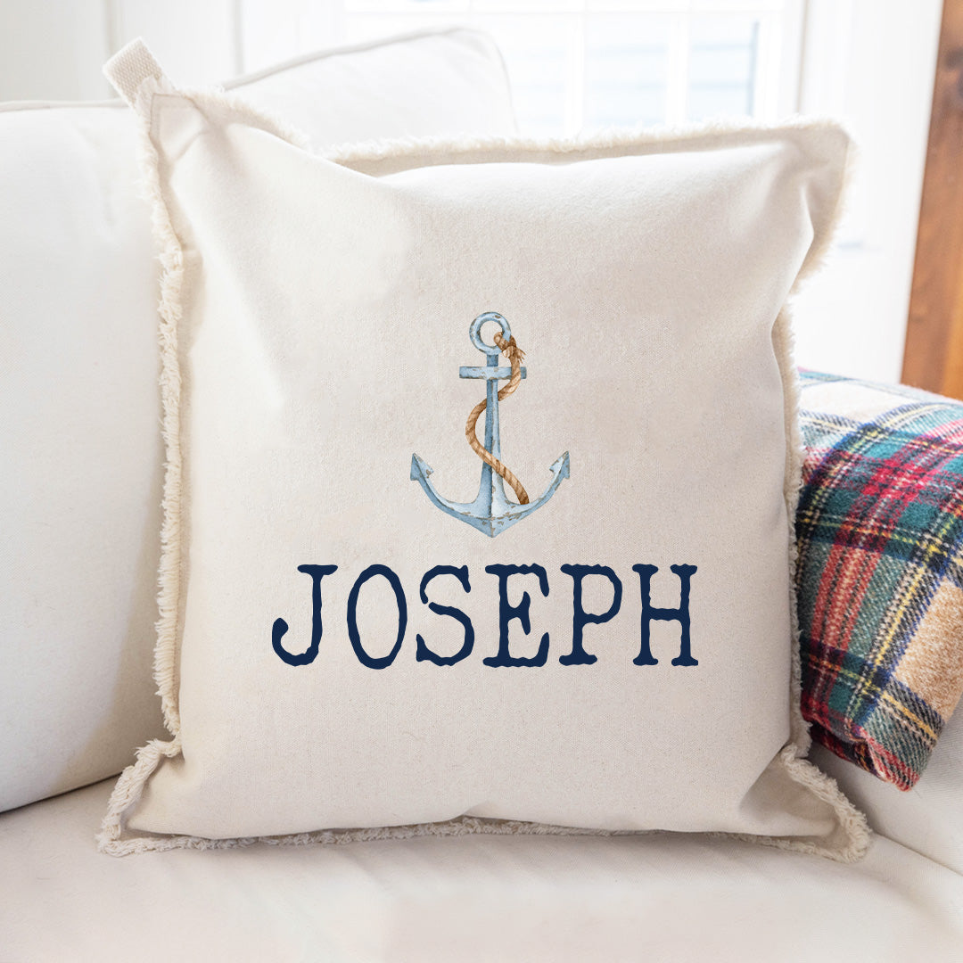 Personalized Watercolor Anchor Square Pillow