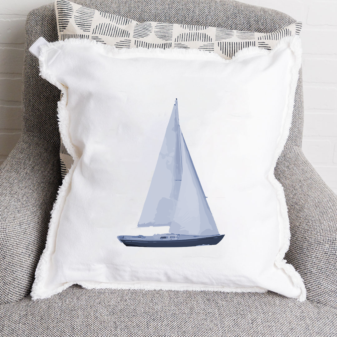 Indigo Sailboat Square Pillow