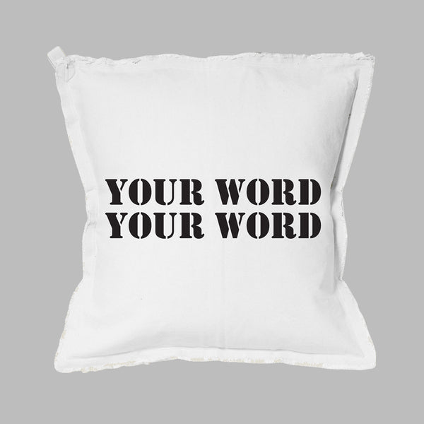 Your Word Two Lines Stencil Square Pillow