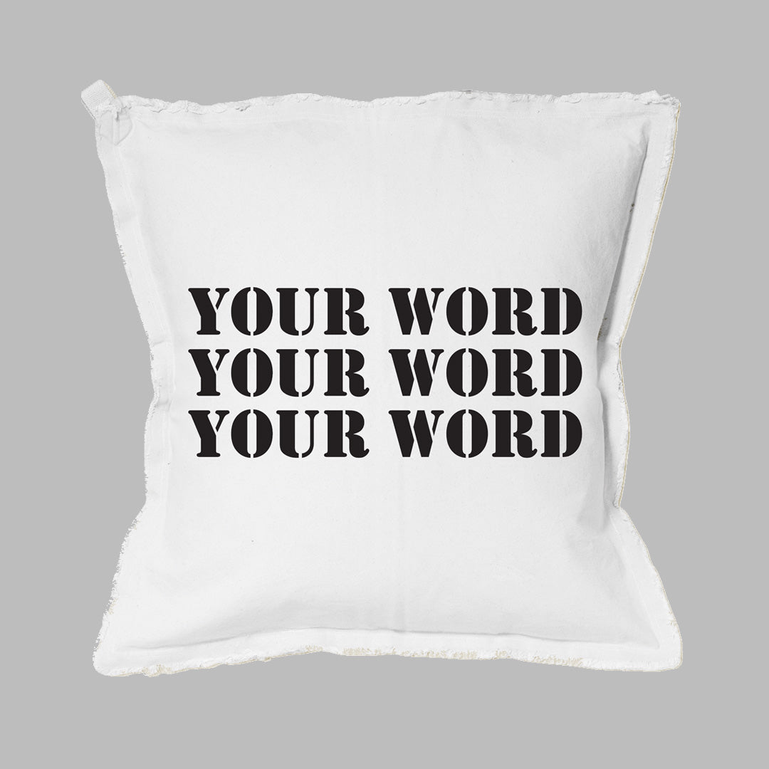 Your Word Three Lines Stencil Square Pillow