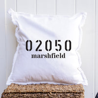 Your Zip Code + Subtitle Square Pillow