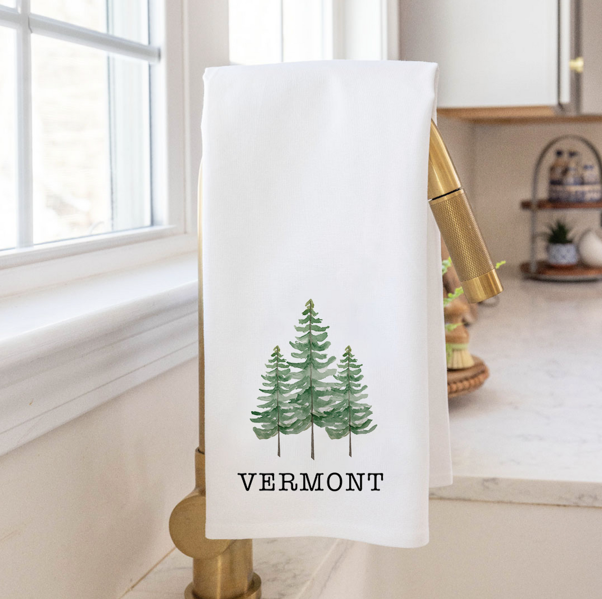 Personalized Watercolor Trees Tea Towel