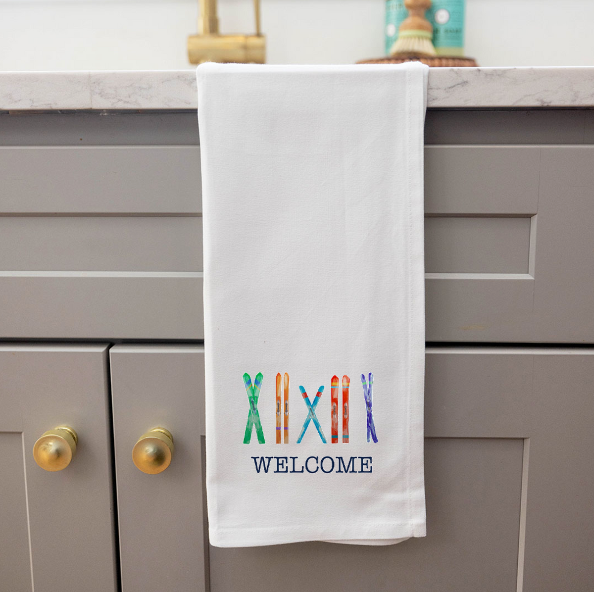 Personalized Multi Skis Tea Towel