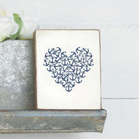 Anchor Heart Decorative Wooden Block