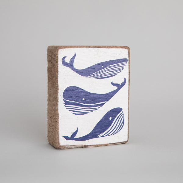 Three Whales Decorative Wooden Block