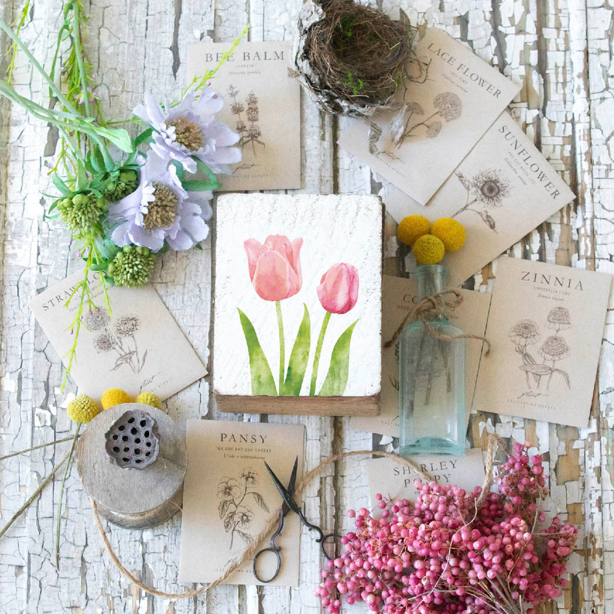 Tulips Decorative Wooden Block