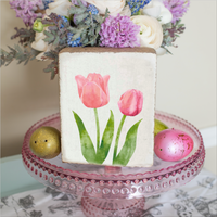 Tulips Decorative Wooden Block