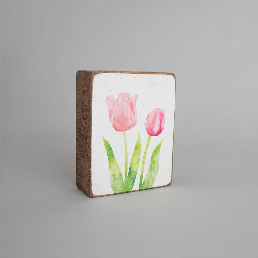 Tulips Decorative Wooden Block