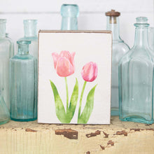Load image into Gallery viewer, Tulips Decorative Wooden Block
