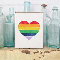 Rainbow Heart Decorative Wooden Block