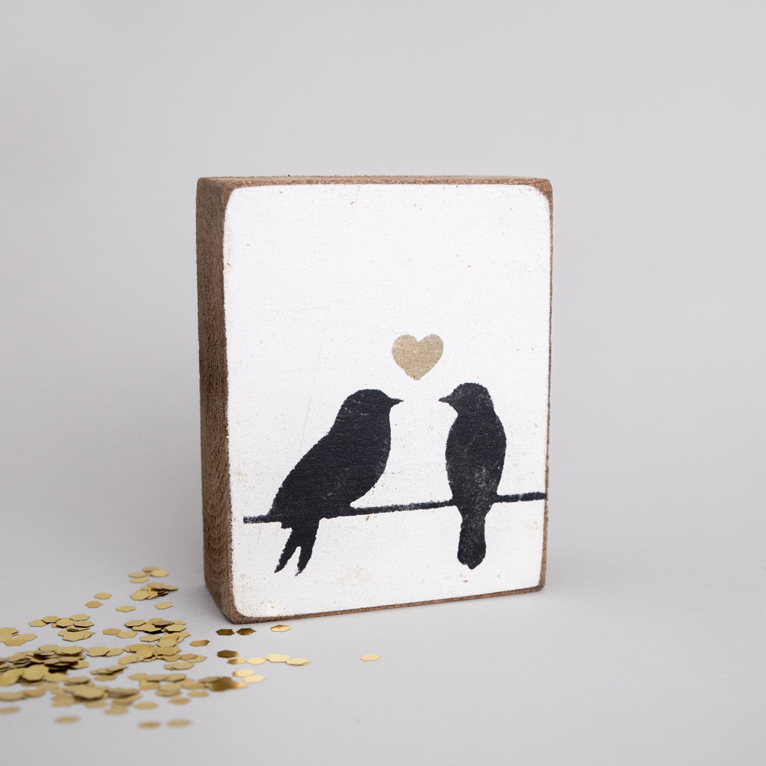 Love Birds Decorative Wooden Block