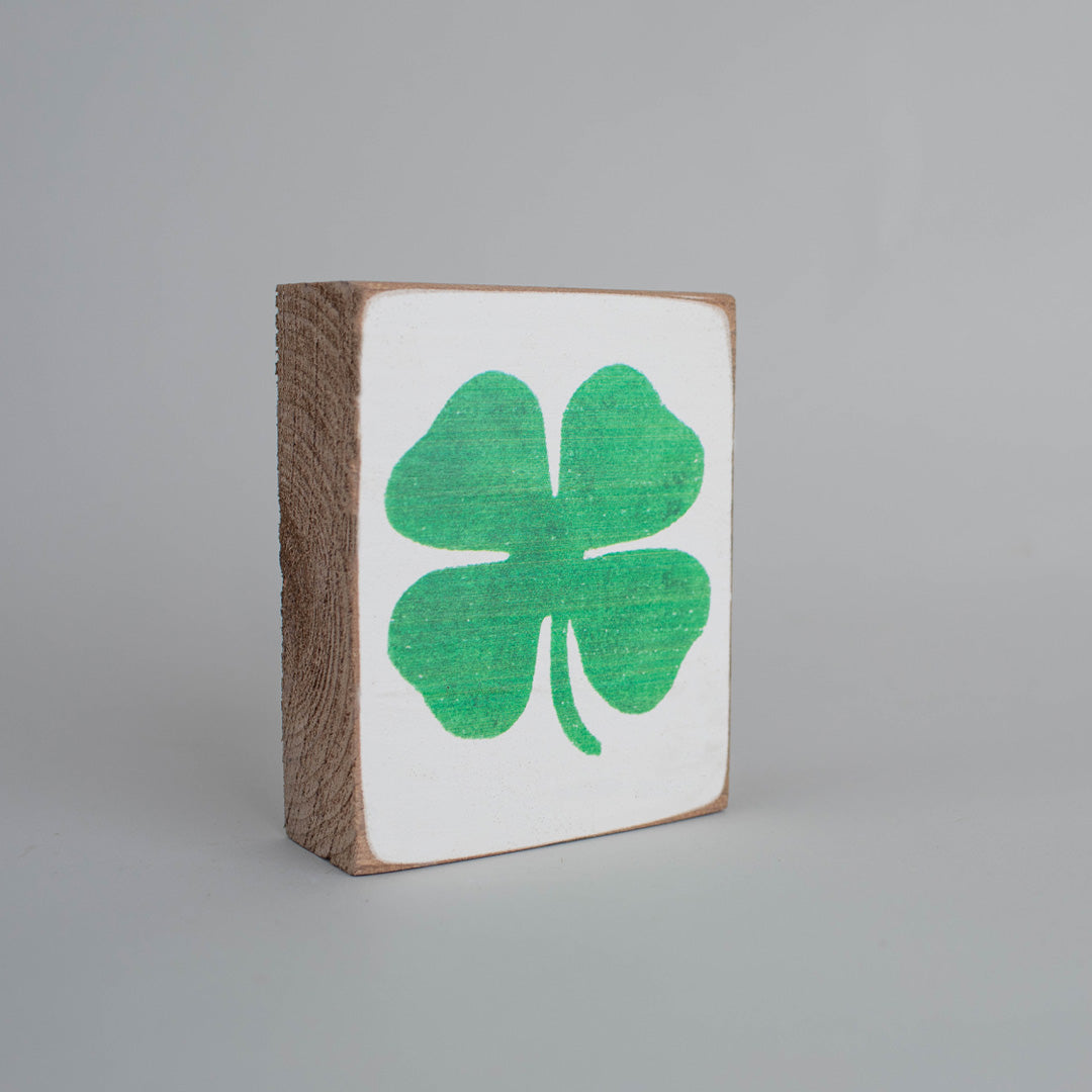 Four Leaf Clover Decorative Wooden Block