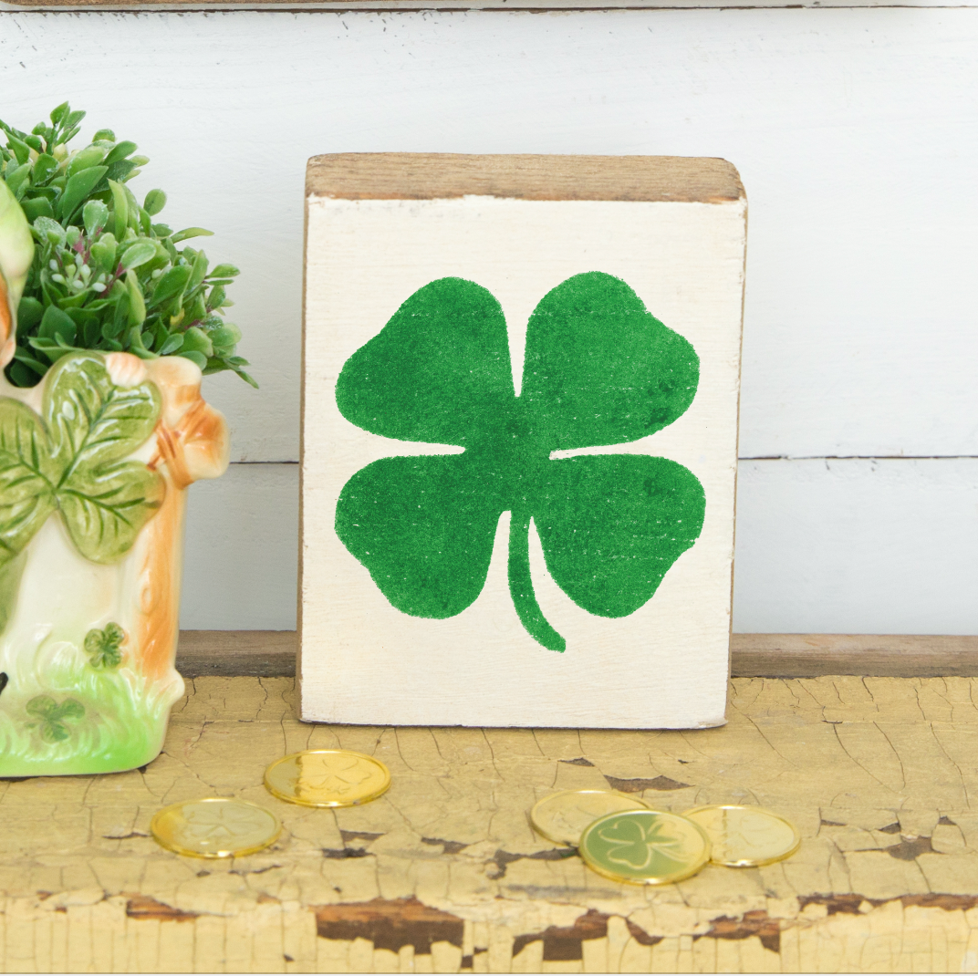 Four Leaf Clover Decorative Wooden Block