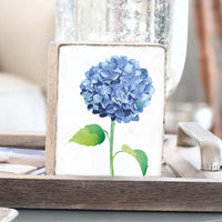 Blue Hydrangea Decorative Wooden Block