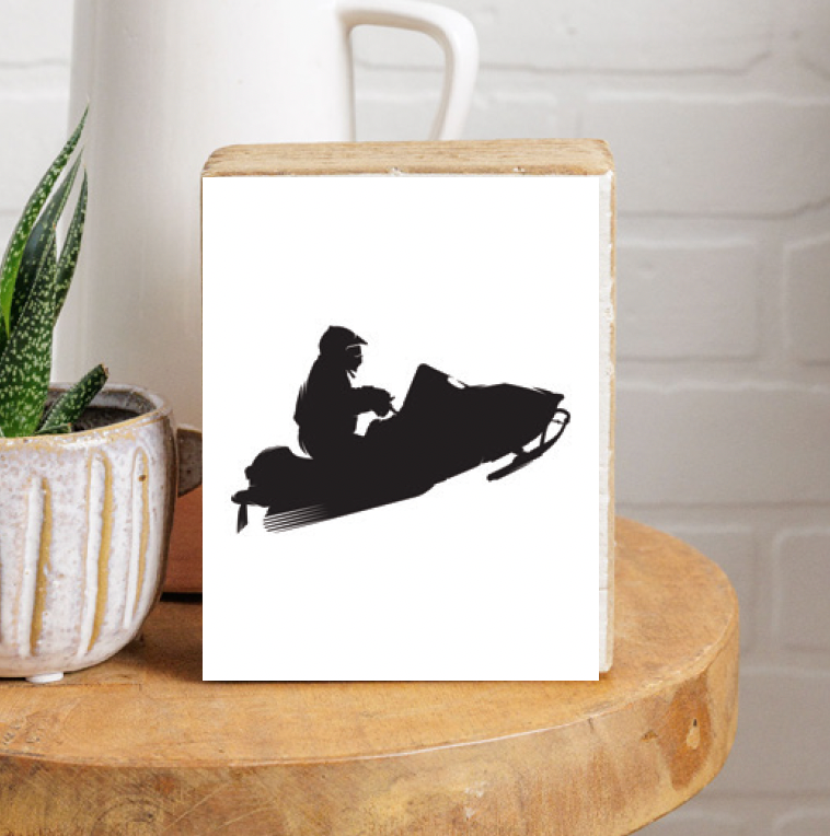 Snowmobile Decorative Wooden Block