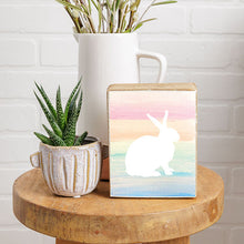 Load image into Gallery viewer, Gradient Stripes Bunny Decorative Wooden Block
