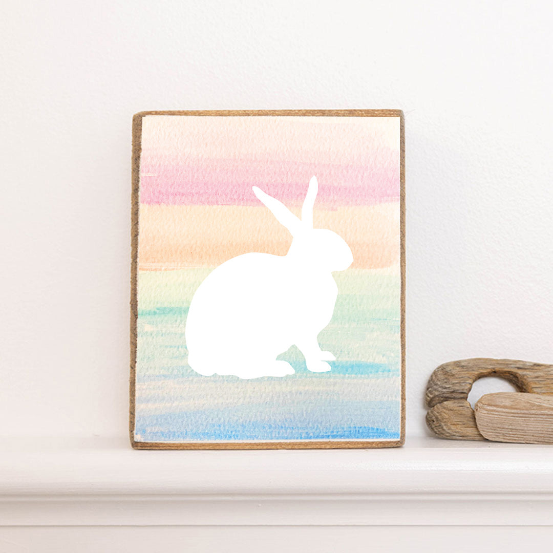 Gradient Stripes Bunny Decorative Wooden Block