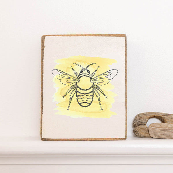 Bee Decorative Wooden Block