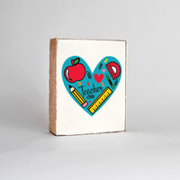 Teacher Heart Decorative Wooden Block