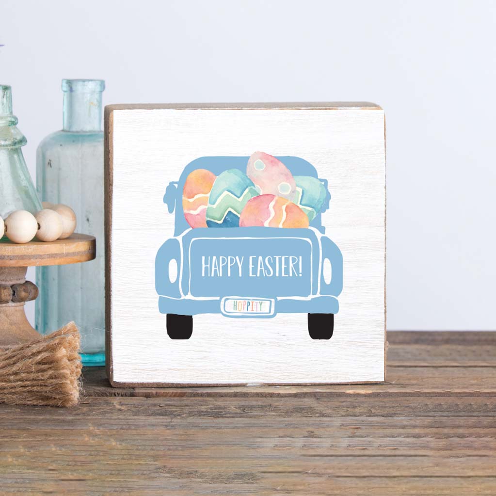 Easter Truck Decorative Wooden Block